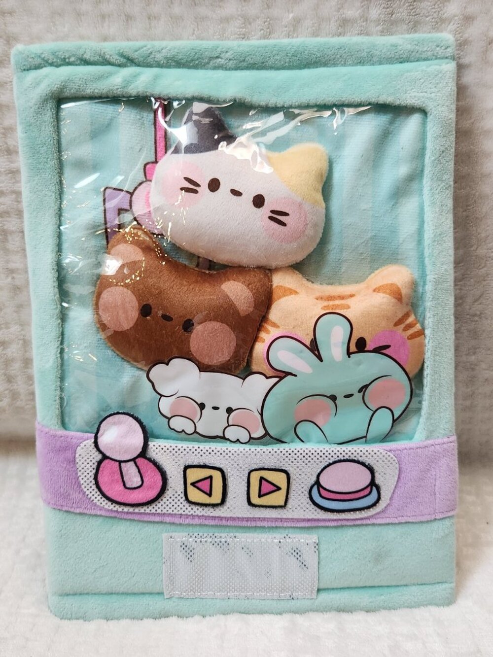 CLAIRE'S Plush Mint Green Kitty Claw Machine Notebook Journal - NEW NWT